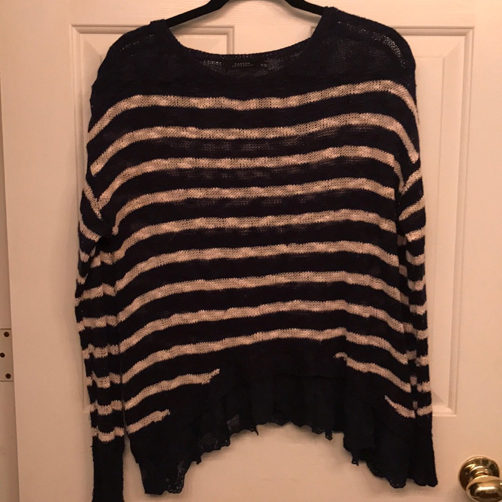 Navy and cream top